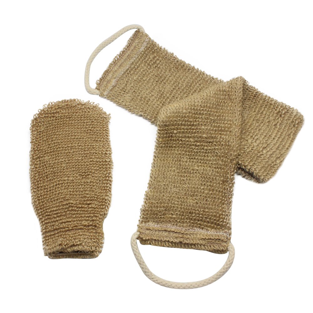 Homgaty Hemp Back Scrubber With Mitt,Natural Exfoliating