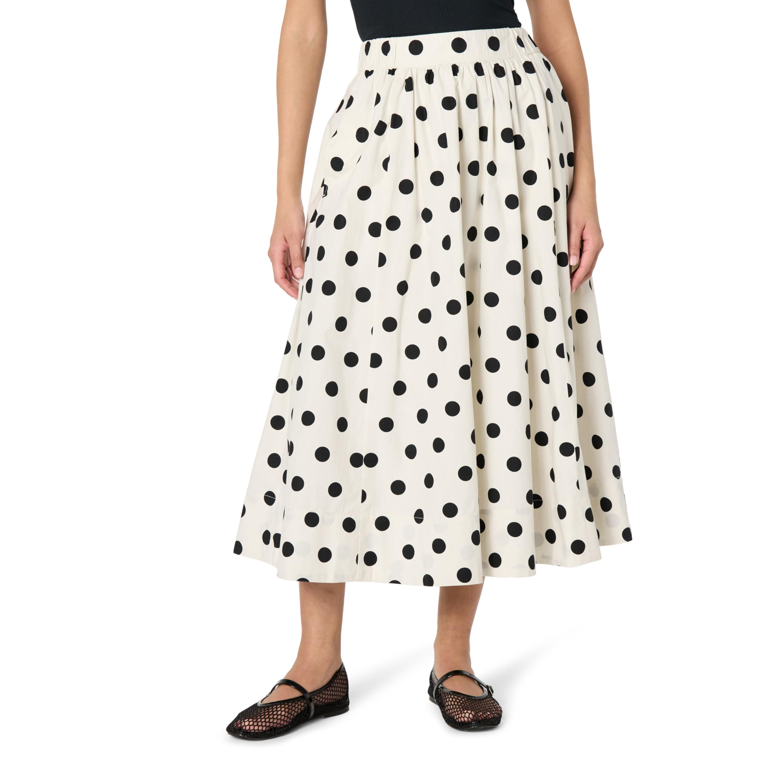Photo 1 of The Drop Women’s Arlo Full Maxi Cotton Skirt, Whisper White Polka Dot, XL