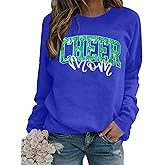 Cheer Shirt Football Mom Sweatshirt: Women Cheerleader Shirts Chenille Mama Baseball Football Soccer Game Day Tops