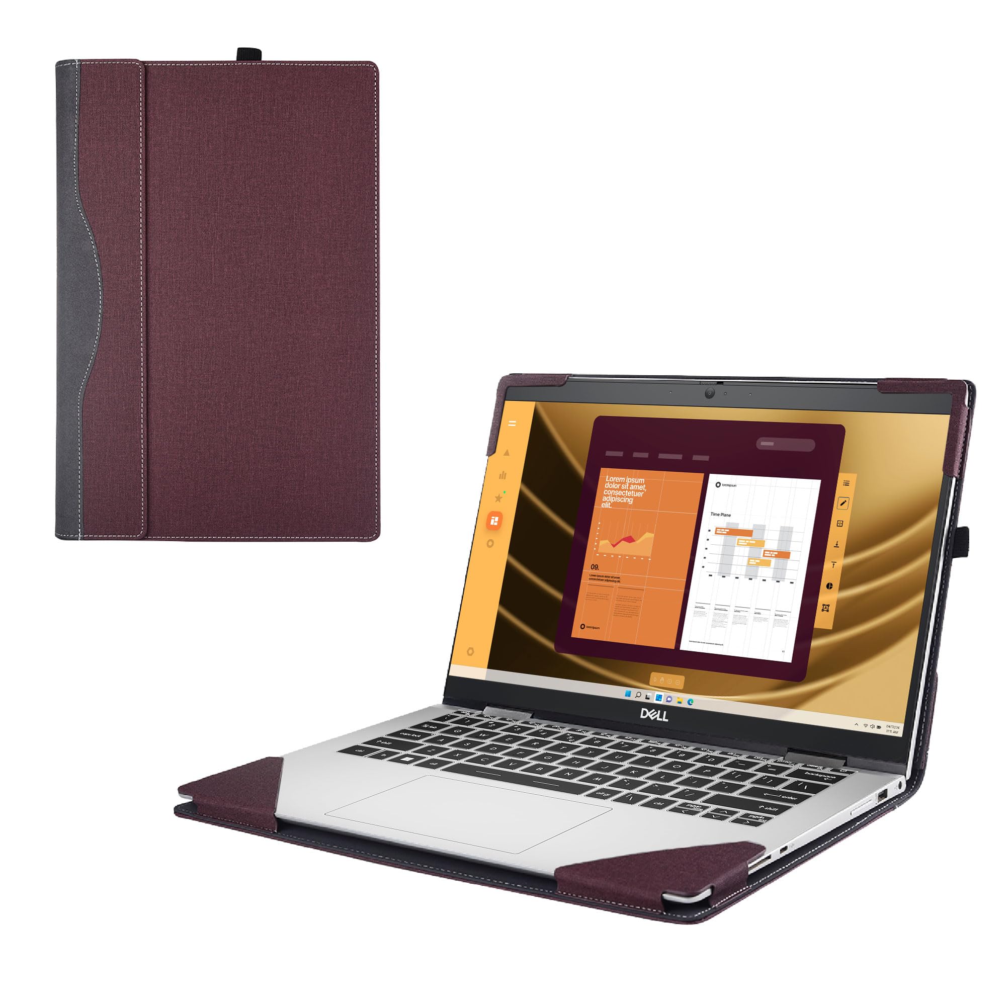 Photo 1 of RUNMEIJIA Laptop Cover Case for Dell Latitude 5550/5540/5530/5520 2021~2024[not Compatible with Any Other Model] .2-in-1 PU Leather Detachable Notebook Sleeve Computer Bag Protective (Wine red)