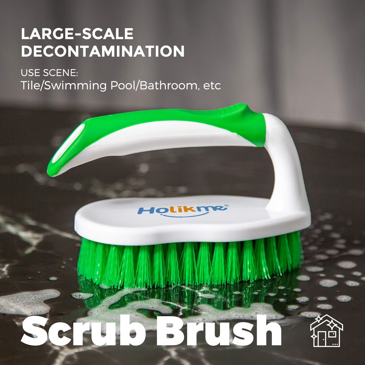 Holikme 5 pack Deep Cleaning Brush Set，Scrub Brush&Grout and Corner brush&Scrub pads with Scraper Tip&Scouring pads，for bathroom,Floor, Tub, Shower, Tile, Bathroom and Kitchen Surface（Green）: Kitchen & Dining