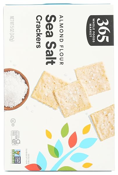 365 BY WHOLE FOODS MARKET, ALMOND FLOUR SEA SALT CRACKERS, 5 OUNCE