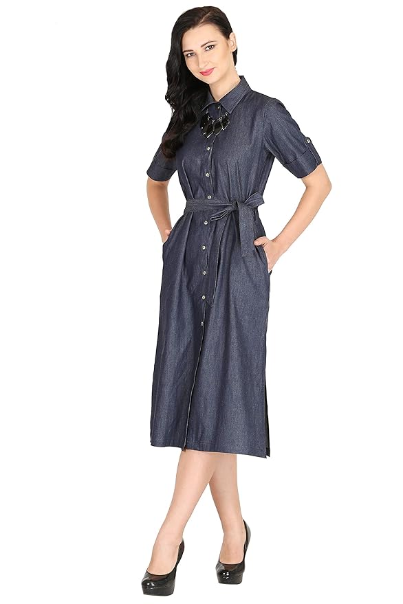 Buy Fascination Women's Denim Dress Blue at Amazon.in