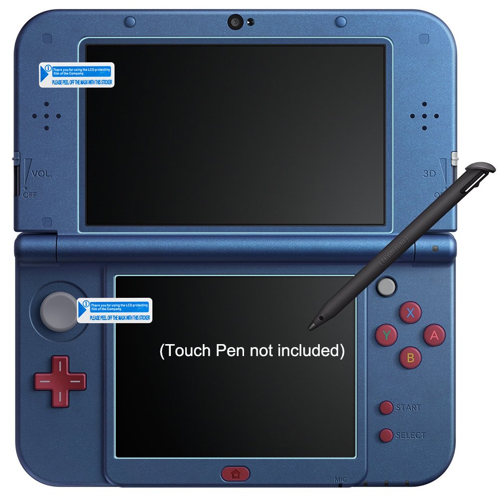 Screen Protector Compatible New 3DS XL, AFUNTA 4 Pcs Tempered Glass for Top Screen and HD Clear Crystal PET Film Compatible Bottom Screen, 3DSXL Film Accessory