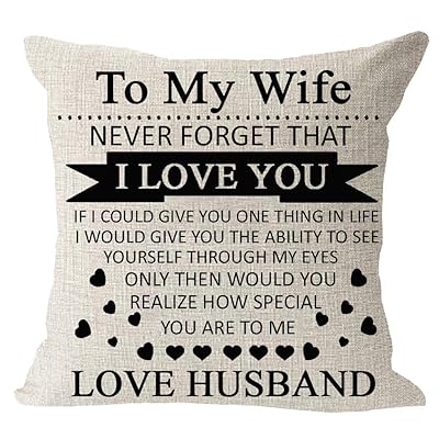 Anniversary Birthday to My Wife I Love You You are Special to Me Love Husband Cotton Linen Square Throw Waist Pillow Case Decorative Cushion Cover Pillowcase Sofa 18&quot;x 18&quot