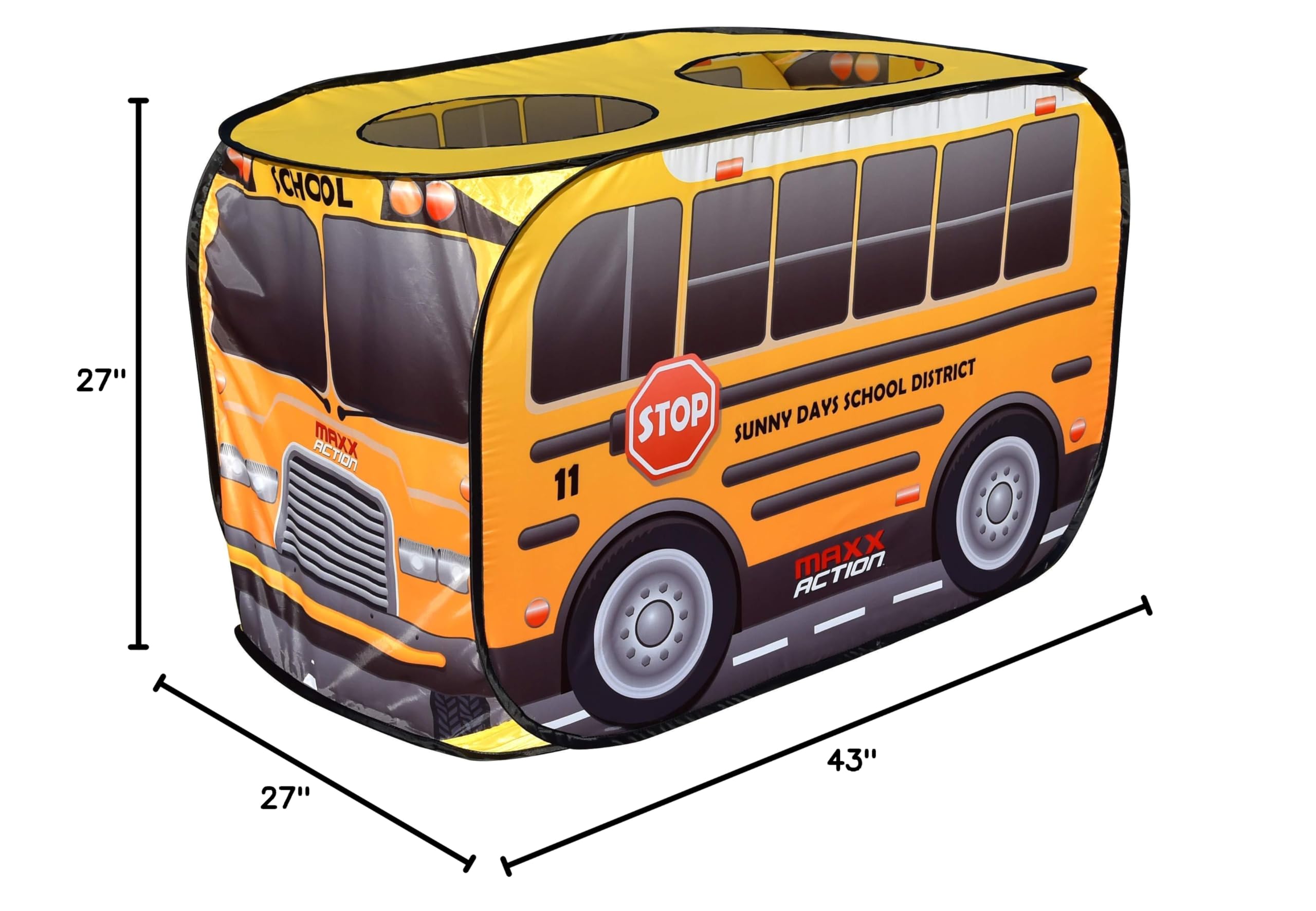 Sunny Days Entertainment Pop Up School Bus – Indoor Playhouse for Kids | Yellow Vehicle Toy Gift for Boys and Girls