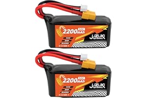 JUZUXI 2Pcs 11.1V Lipo Battery 2200mAh 3S 50C Rechargeable Lithium Polymer Batteries with XH XT60 Connectors Compatible with Most RC Cars Airplane Helicopter Quadcopter FPV(2 Pack)