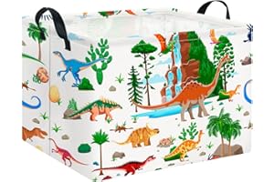 CLOCOR Rectangular Storage Basket Empty,Gift Basket, Waterproof Storage Bin with Handles, Room Decor(Ancient Dinosaurs)