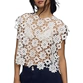 Wyeysyt Crochet Tops for Women Floral Lace Vest Hollow Out Sleeveless Summer Cropped Going Out Top