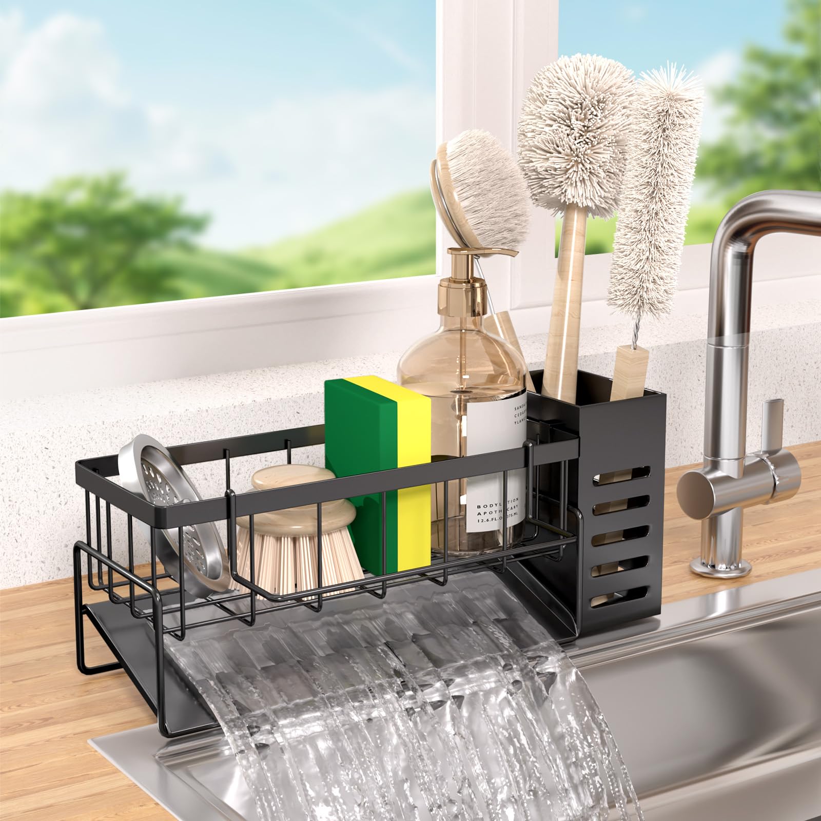 Photo 1 of ** SOLD AS IS NO RETURN/REFUNDS**
NAT MEYA Kitchen Caddy Sink Organizer,Sponge Holder with Dish Brush Holder,Sponge Caddy Soap Dispenser Storage,304 Stainless Steel Kitchen Sink Accessories Over the Sink Shelf