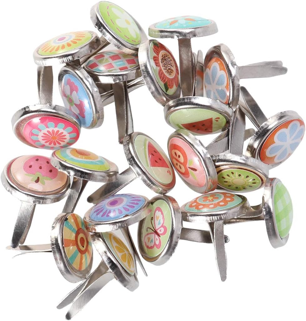 Amosfun 100pcs Mini Brads Metal scrapbooking brads Paper Fasteners for