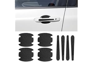 HEVLE 8PCS Car Door Handle Scratch Protector, Car Door Handle Paint Guard Cover, Carbon Fiber Car Door Handle Bowl Sticker, Door Protective Film for Most Car Handles (Black)
