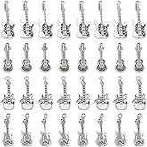 SUNNYCLUE 1 Box 40Pcs 4 Styles Guitar Charms Silver Guitar Charm Bulk Antique Alloy Tibetan Vintage Small Musical Instrument Pendants for Jewelry Making Necklace Bracelet Earring Women DIY Accessories