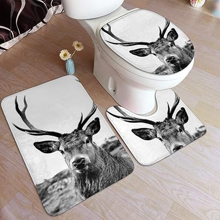 Beauty-Design Europäischer roter Hirsch-Badezimmerteppich-Set, 3-teilig