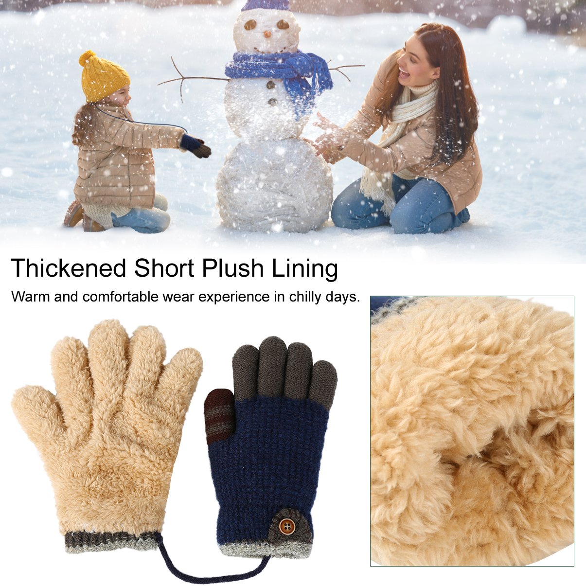 Vbiger Kinder Winter Handschuhe Warm Stretchy Gestrickte Bequeme Handschuhe Fäustlinge Soft Magic Handschuh Kälte Handschuhe für 4-8 Jahre Alt