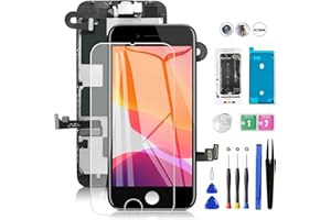 Mobkitfp for iPhone 8/SE 2020 Screen Replacement Full Assembly Black with Front Camera+Ear Speaker+Sensors, 4.7" LCD Display Digitizer with Waterproof Seal+Repair Tools+Screen Protector