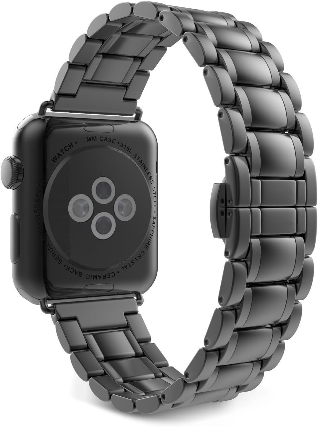 Seinit Stainless Steel Watch Band Replacement Strap Compatible with Apple Watch Series 5/4 (40mm) Series 3/2/1 (38mm), Black