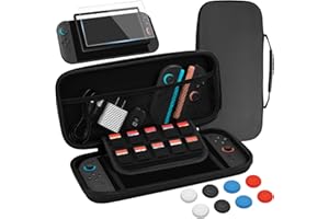 FUNLAB Switch Case Compatible with Nintendo Switch/OLED, Switch Carrying Case Portable with 10-Game-Card Slots & Accessories 