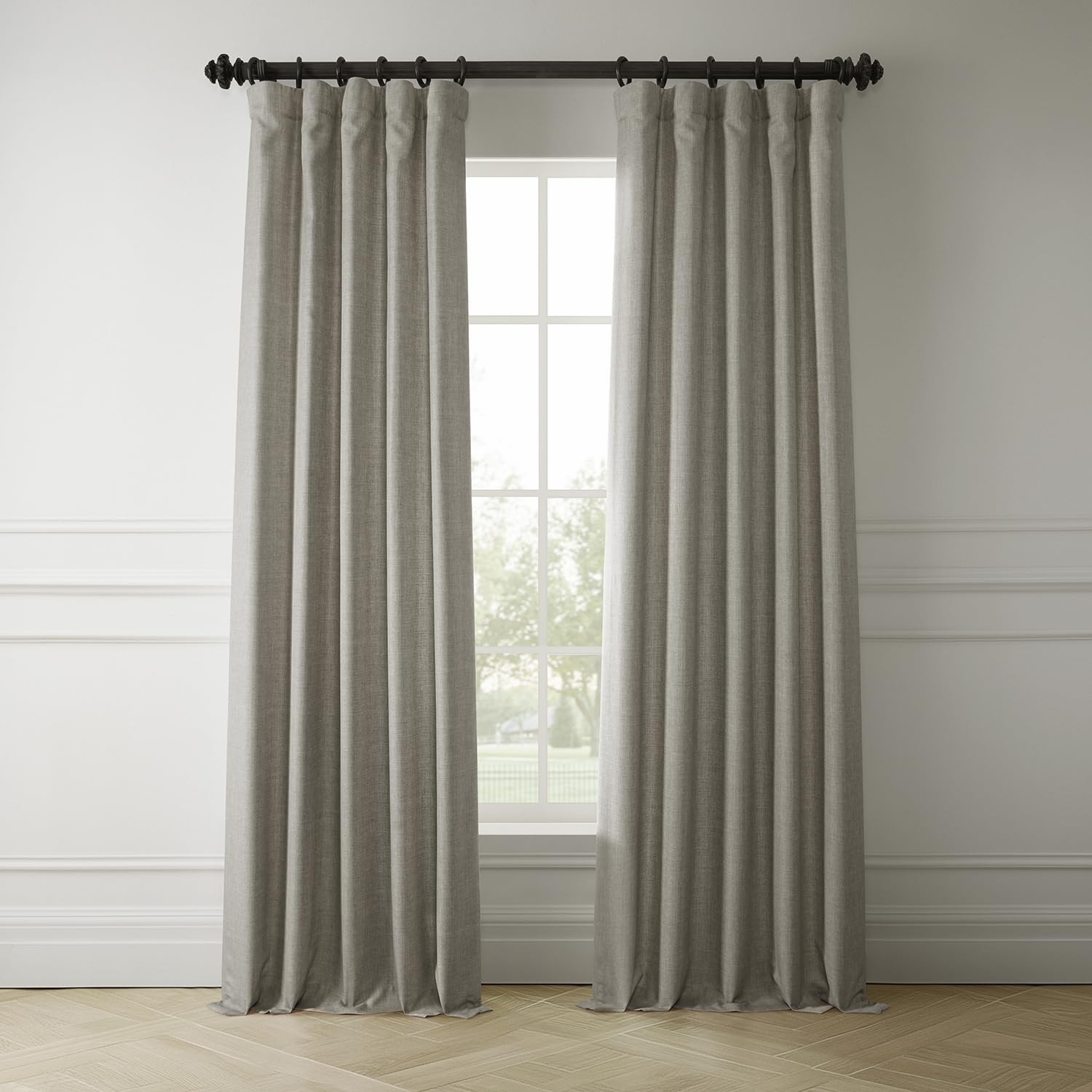 Photo 1 of HPD Half Price Drapes Italian Faux Linen Curtains 96 Inches Long Room Darkening Curtains for Bedroom and Living Room 50 X 96, (1 Panel), Taupe Grey, FLCH-FM20129-96