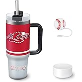 Veminei Tumbler 30oz Straight Skinny Car Cups With Insulated Cup Sleeve Portable Handle, Sports Travel Coffee Mug, Stainless Steel, Insulated,Classic Collection Gifts for Fans