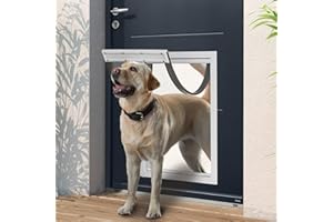ZJSF Large Dog Door for Doors, Extreme Weather Energy Efficient Pet Door for Cats and Dogs,Paneled Doors with Frame and Telescoping Tunnel, Install in Interior and Exterior Doors, Adjustable Flap