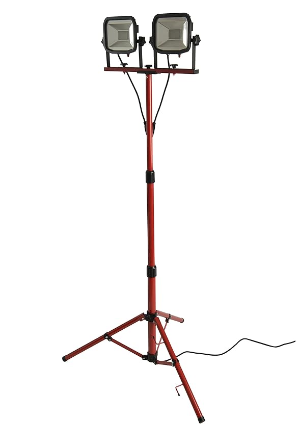 LUCECO LSWT218BR3-E2 Ultraflache LED Baustrahler 22W mit Stativ, 2X 1800lm, 5000K, IP65-geschützt, Energieeffizienzklasse A+,