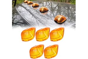 BANPO 5 X Cab Roof Marker Lights Amber Cover Compatible with 1999-2016 Ford F150 F250 F350 F450 F550 F650 F750 E150 E250 E350 Super Duty Pickup Trucks, Cab Roof Running Light (Only Cover)