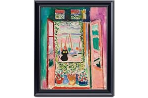 ANERZA Framed Matisse Canvas Wall Art Decor, Black Cat Wall Prints for Bedroom Bathroom Office, Posters for Living Room Aesthetic, Nature Painting Artwork