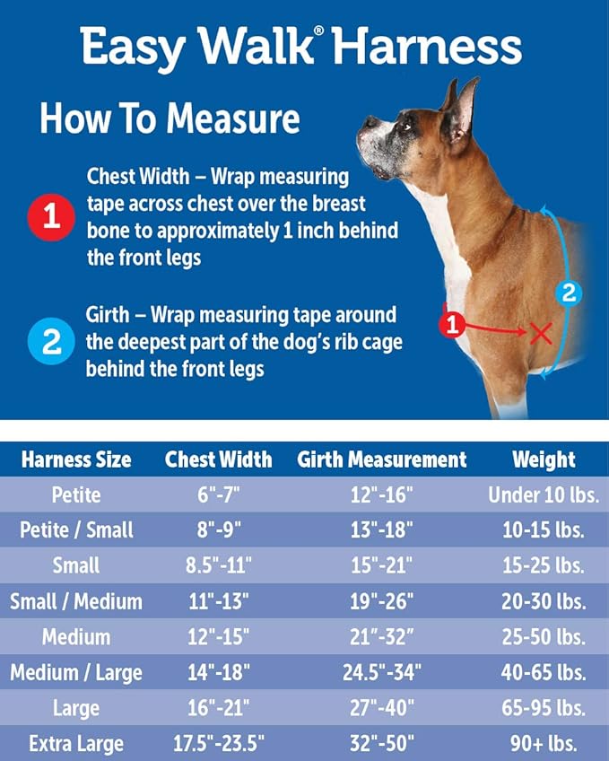 easy walk size chart