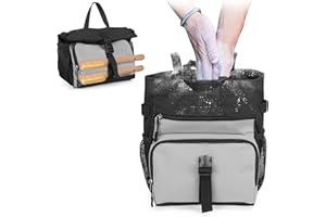 PGmoon Chalk Bucket Bag, Large Chalk Bag for Rock Climbing and Bouldering with Aluminum Foil Lining, Magnetic Closure, Multiple Pockets, 2 Brush Holders (Patent Design)