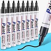 DAPAWIN Black Paint Markers - 8 Pens, Medium Tip, Quick Dry, Waterproof, Ideal for Fabric, Plastic, Glass, Canvas, Wall, Window, Christmas