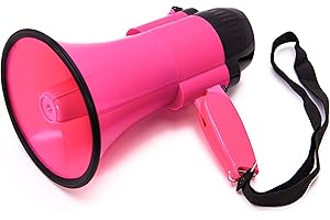 BEMLDY Portable Megaphone Bullhorn 30 watt Power with Built-in Siren/Alarm-Music-Adjustable Volume -Strap Powerful and Lightweight