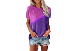 HUMMHUANJ Summer V Neck Short Sleeve Tops Casual Loose Printed Shirt Hollow T Shirt Top for Womens