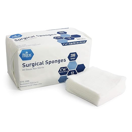 Medpride Gauze Surgical Sponge 4”x 4” 12ply Extra Absorbent Sponges Value Pack of 200 All