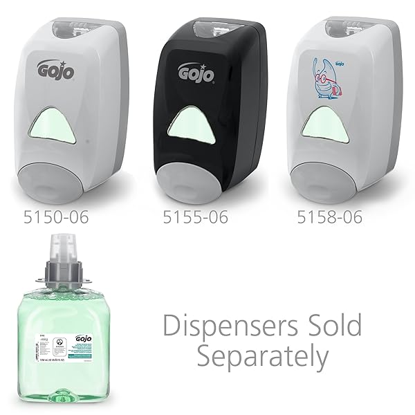 GOJO GREEN CERTIFIED FOAM HAND, HAIR & BODY WASH, CUCUMBER MELON SCENT, 1250 ML REFILL FMX-12 PUSH-STYLE DISPENSER (PACK OF 3) – 5163-03