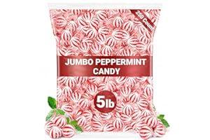 KATIE’S KANDY KORNER Jumbo Peppermint Candy Balls, 5 Pound Bulk Peppermint Hard Candy, Approx 250 Individually Wrapped Mint Balls for Christmas Candy Jars, Office Bowls, and Holiday Party Favors.