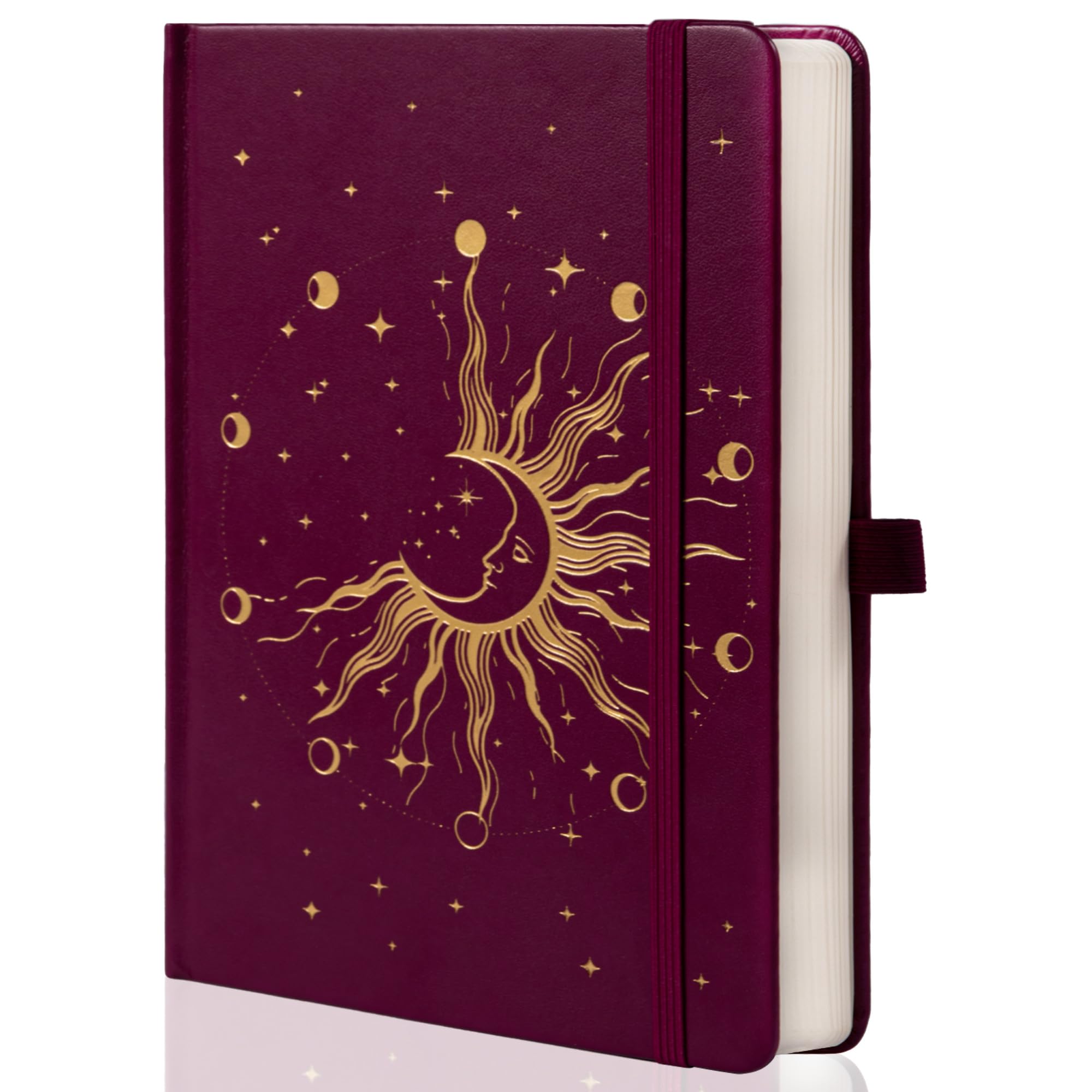 MGGAO Sun & Moon Journals for Women Men, A5 Hardcover Notebooks for Writing for Work, Travel, School, 318 Numbered Pages, 14.7 x 21.4 cm