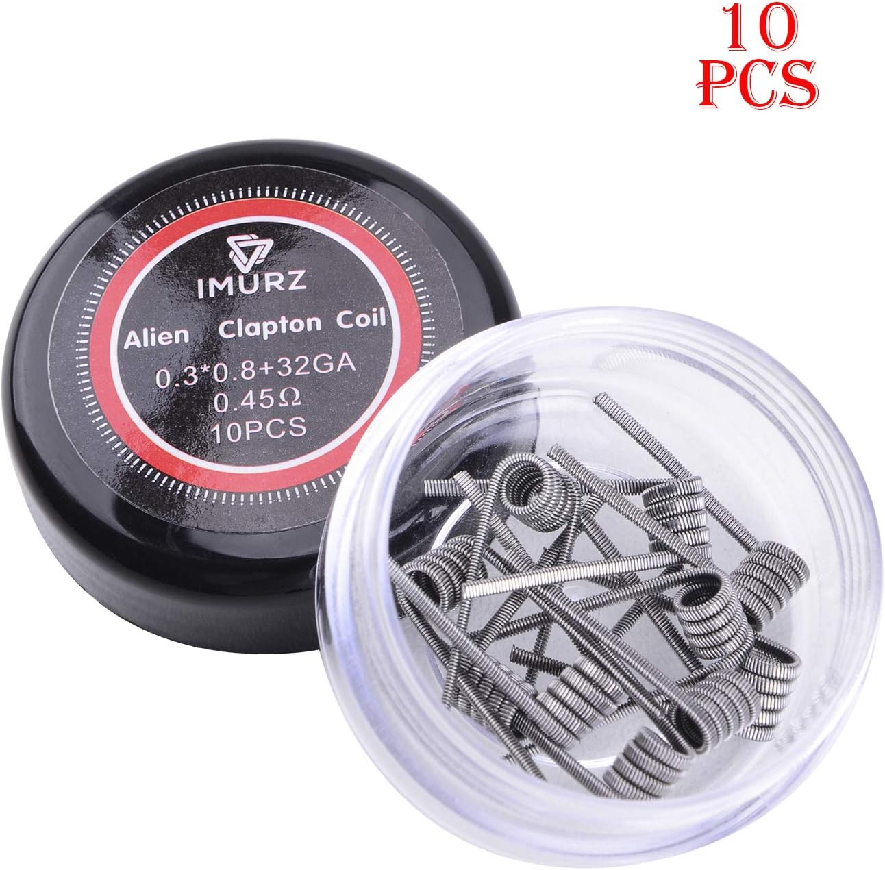 IMURZ® 10 Pieces Pre-Made Alien Clapton Coil Heating Wire, 0.3x0.8Flat + 32GA, 0.45OHM, for Vapour RTA RDA RDTA, Pack of 2