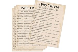 QUPT 40th Birthday Party Games, 1985 Trivia Games, Birthday Party Supplies for Adults, Fun 1985s Party Game，Pack of 30 Cards