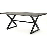 Christopher Knight Home Rolando Outdoor Aluminum Dining Table with Steel Frame, Grey / Black