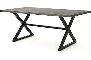 Christopher Knight Home Rolando Outdoor Aluminum Dining Table with Steel Frame, Grey / Black