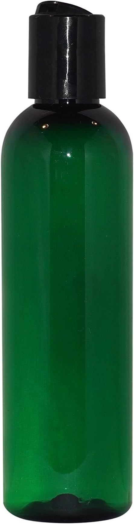 WM (Pack of 24) 4 oz Green Empty Cosmo Bottles - Refillable Plastic Container with Press Disc Cap โ PET Plastic Cosmo Bullet Bottle for Travel, Oils, Soap, Shampoo, Lotion, Aromatherapy and More