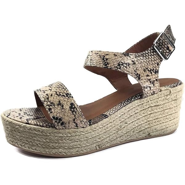 SANDALUP Women's Platform Wedge Espadrille Sandals - Open Toe, Ankle Strap With Adjustable Buckle, Casual Summer Shoes