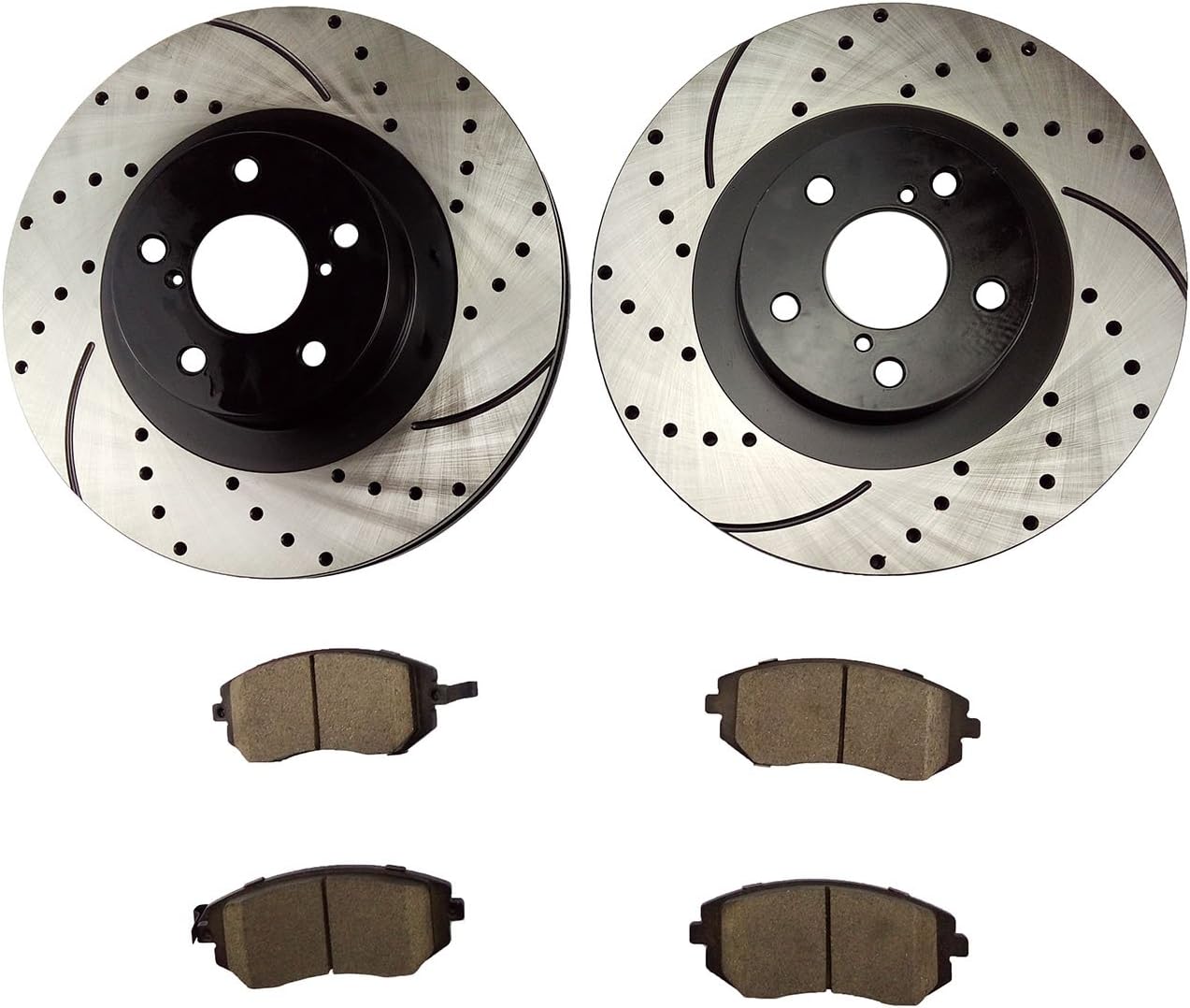 Atmansta QPD10048 Front Brake kit with Drilled/Slotted Rotors and Ceramic Brake pads for Saab 9-2X Subaru Forester Impreza Legacy Outback