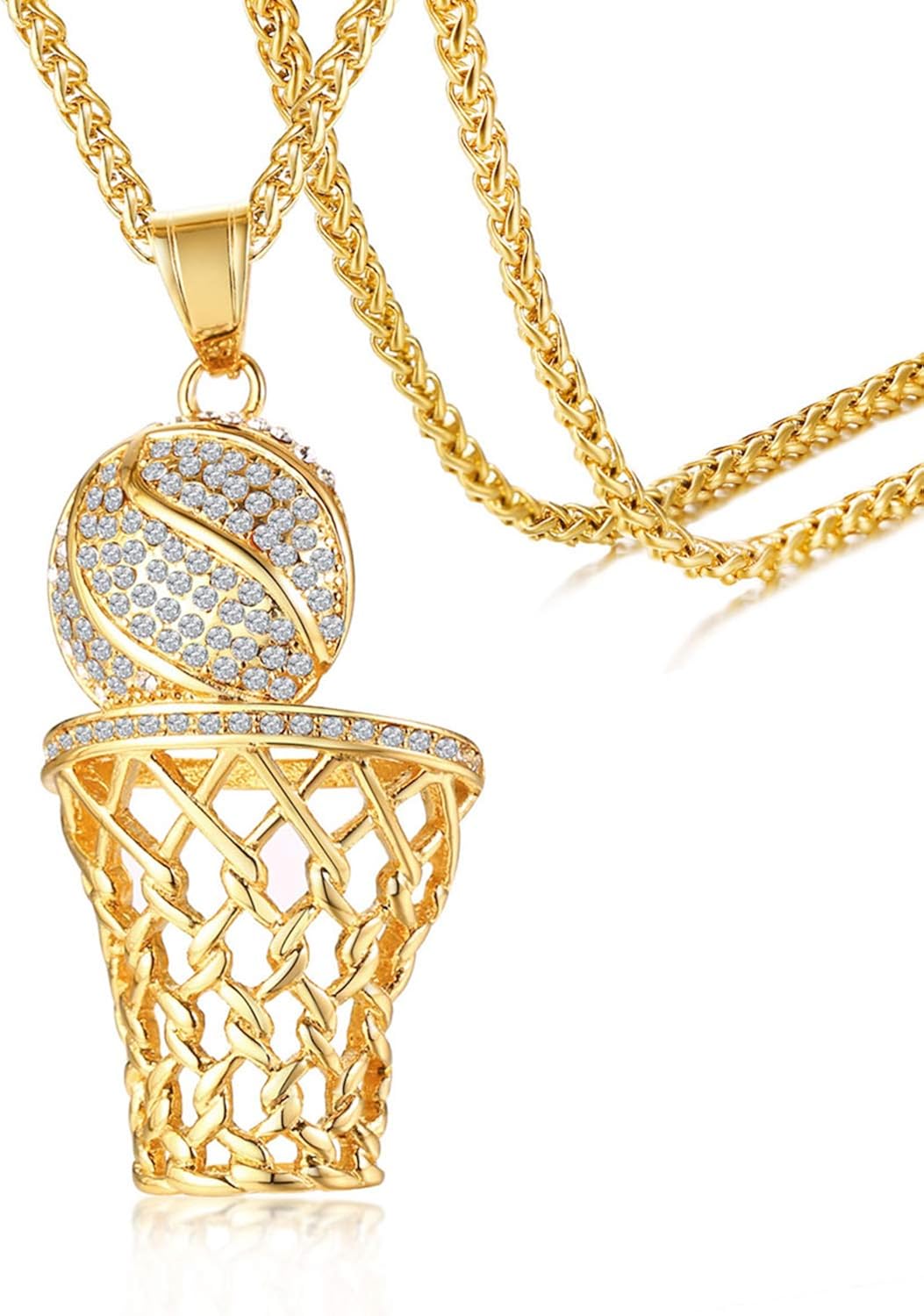 Cupimatch Men's Stainless Steel Hip hop Mini Basketball Rim Pendant