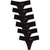 Jo & Bette Lace Thongs for Women - 6 or 12 Pack Low Rise Thongs - Lace Panties Cotton Underwear Women Sexy No Show Soft