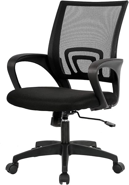 BestOffice | Ergonomic Office Chair | Mid-Back Swivel Desk Chair | Breathable Backrest & Lumbar Support | Adjustable Height |