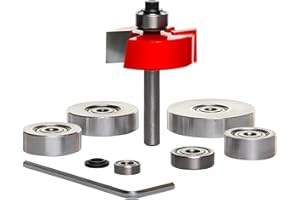 Freud Rabbeting Bit Set with Bearings - Ideal for Joinery, Furniture & Cabinet Making, Carpentry - 1/4" Shank, 16,000 Max RPM - 32-504