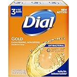 Dial Antibacterial Deodorant Bar Soap, Pack of 3 Gold Bars,4oz