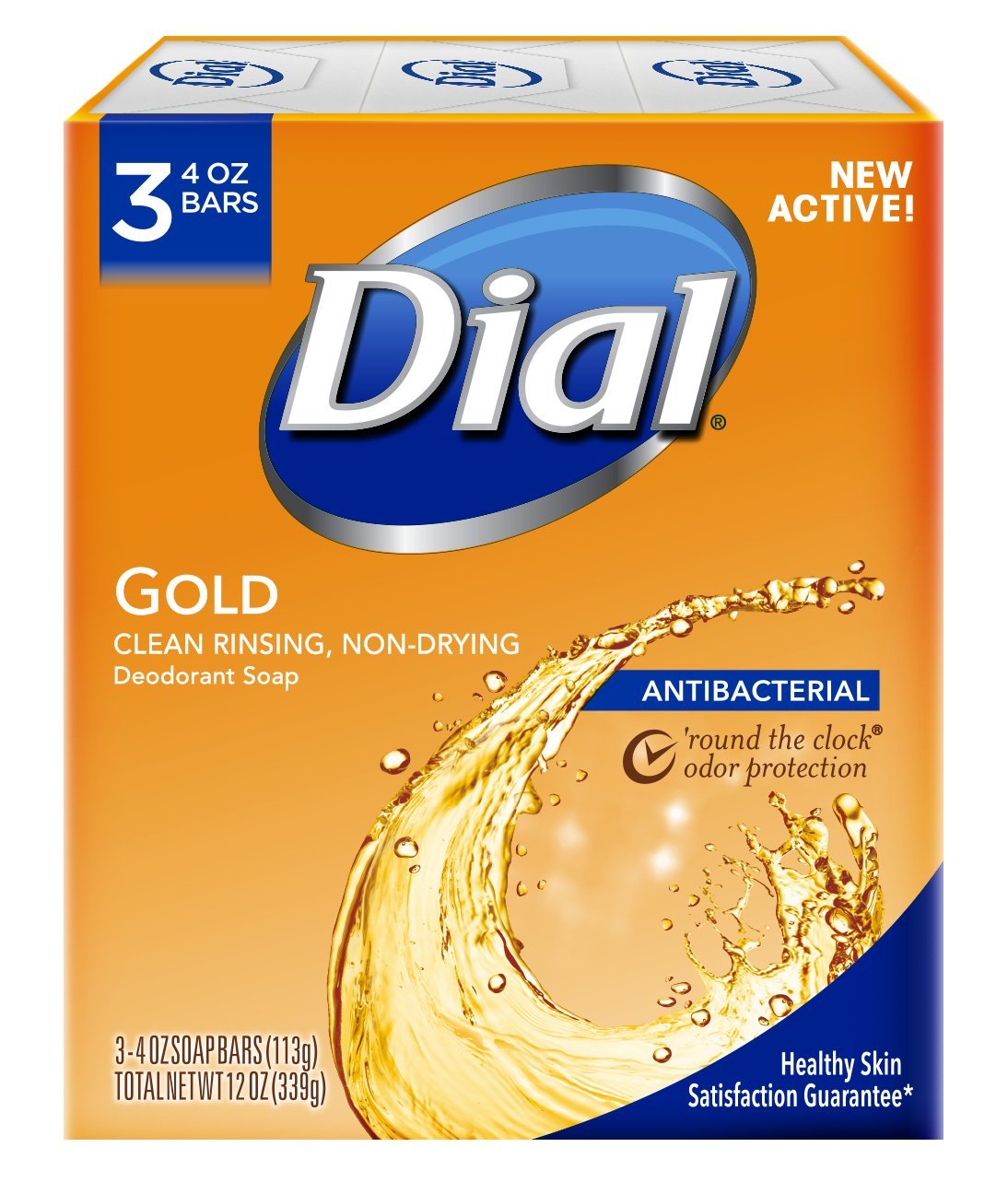 Dial Antibacterial Deodorant Bar Soap, Advanced Clean, Gold, 4 oz, 3 Bars